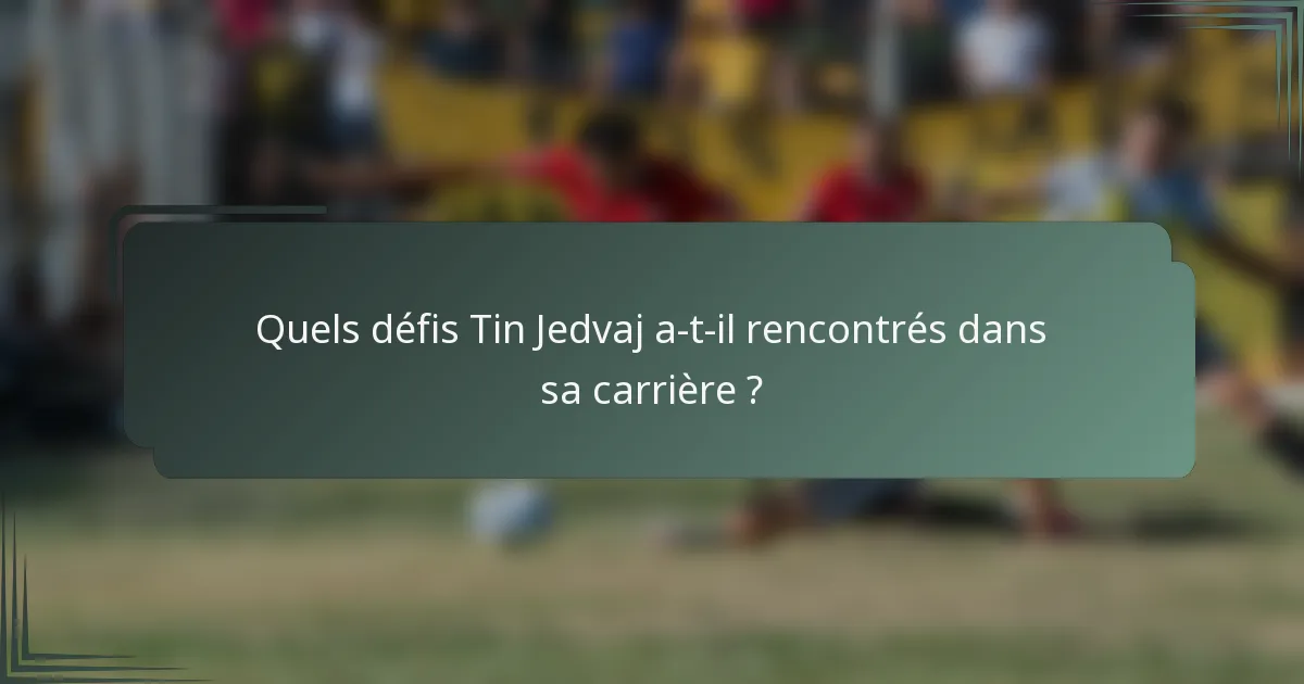 Quels défis Tin Jedvaj a-t-il rencontrés dans sa carrière ?