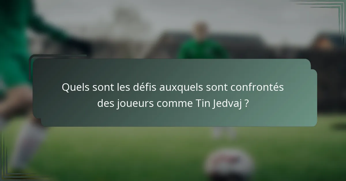 Quels sont les défis auxquels sont confrontés des joueurs comme Tin Jedvaj ?
