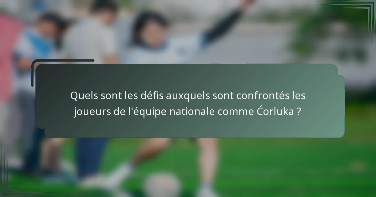 Quels sont les défis auxquels sont confrontés les joueurs de l'équipe nationale comme Ćorluka ?