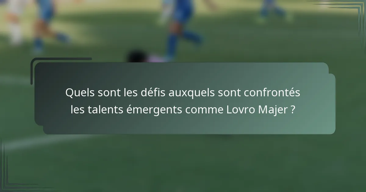 Quels sont les défis auxquels sont confrontés les talents émergents comme Lovro Majer ?