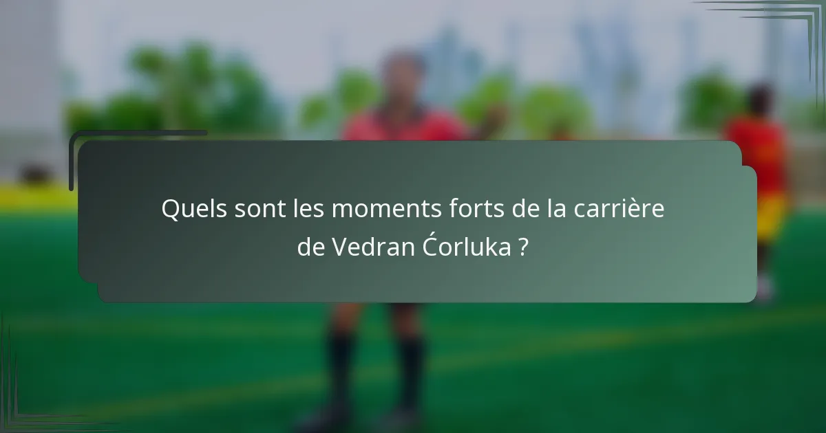 Quels sont les moments forts de la carrière de Vedran Ćorluka ?