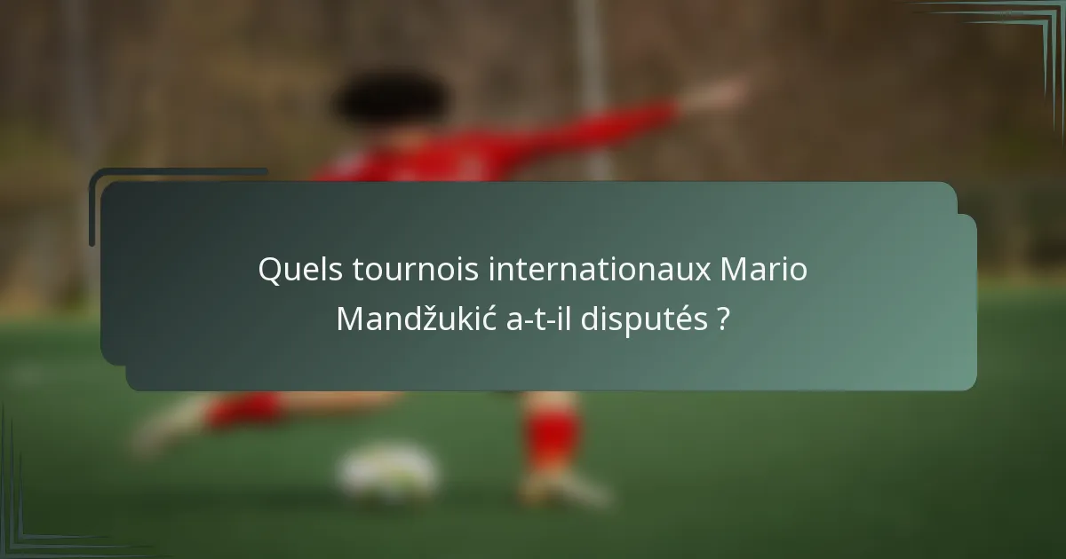 Quels tournois internationaux Mario Mandžukić a-t-il disputés ?